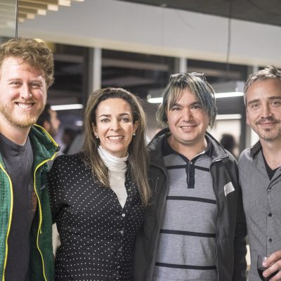 Hans Baasch (WOM), Denisse Goldfarb y Hans Nemarich (Microsoft), Matías Velasco (HCM Front)